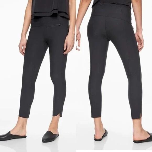 Athleta Black Front-Zip Stellar Crop Pants S - Picture 1 of 12
